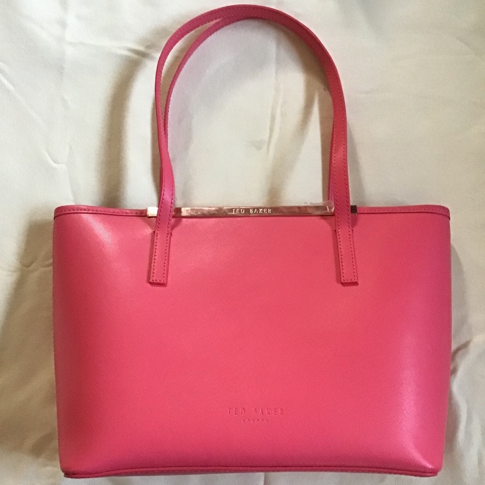 Rare Ted Baker Pink Leather Summer Bag with Matching Makeup Bag